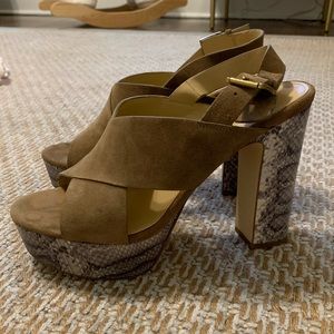 Michael Kors Suede Snakeskin Heel Sandals